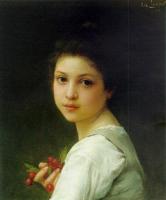 Charles Amable Lenoir - Portrait of a young girl with cherries